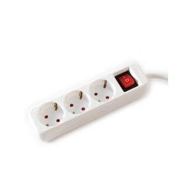 VALUE POWER STRIP, 3X, CON INTERRUTTORI, BIANCO, 3M, SHUKO