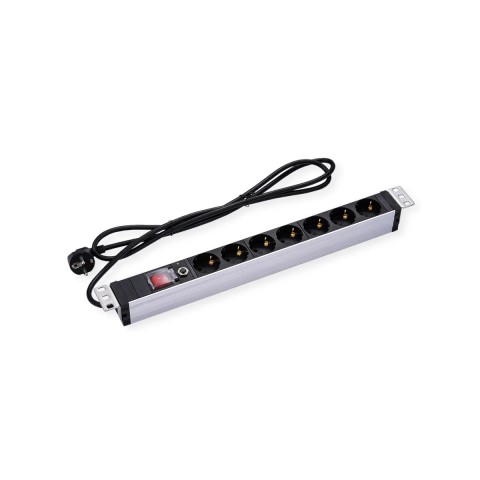 VALUE PRESA PDU A 7 VIE, 45, 19" 1UH, 45, CON PROTEZIONE DA SOVRACCARICO, 2M