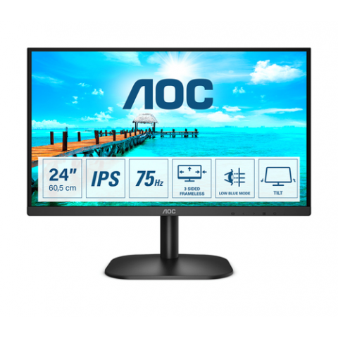 AOC MONITOR 23,8 LED IPS 16:9 FHD 250 CDM, VGA/DVI/HDMI, MULTIMEDIALE TS AOC MONITOR 23,8 LED IPS 16:9 FHD 250 CDM, VGA/DVI/HDMI, MULTIMEDIALE TS