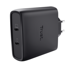 TRUST ALIMENTATORE/CARICABATTERIA 100W 2 PORTE USB-C GAN - PLASTICA RICICLATA 50 - MAXO - NERO