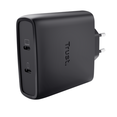 TRUST ALIMENTATORE/CARICABATTERIA 100W 2 PORTE USB-C GAN - PLASTICA RICICLATA 50 - MAXO - NERO TRUST ALIMENTATORE/CARICABATTERIA 100W 2 PORTE USB-C GAN - PLASTICA RICICLATA 50 - MAXO - NERO