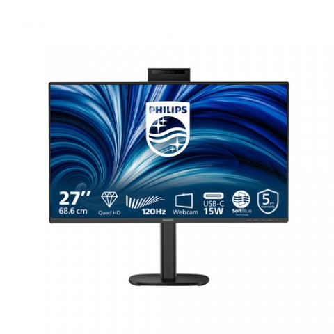 PHILIPS MONITOR 27 LED IPS QHD 16:9 4MS 350 CDM, PIVOT, USB-C, WEBCAM, DP/HDMI, MULTIMEDIALE