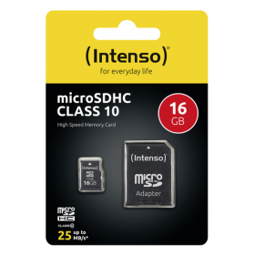 INTENSO MICRO SDHC 16GB CLASSE 10 + ADATTATORE SD