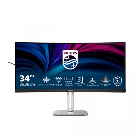 PHILIPS MONITOR CURVO 34 LED VA WQHD 21:9 4MS 120hz 350 CDM, REG ALTEZZA, DP/HDMI, USB-C, MULTIMEDIA PHILIPS MONITOR CURVO 34 LED VA WQHD 21:9 4MS 120hz 350 CDM, REG ALTEZZA, DP/HDMI, USB-C, MULTIMEDIA