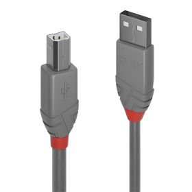 LINDY CAVO USB ANTHRA LINE 2.0 TIPO A MASCHIO A B MASCHIO 3MT DOPPIA SCHERMATURA GUSCIO IN PVC GRIGIO 10 ANNI DI GARANZIA