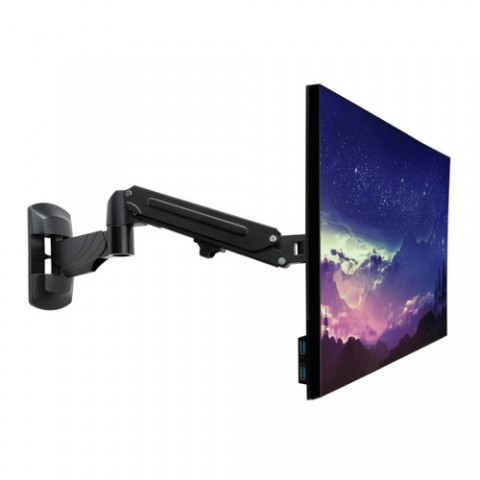 Supporto a parete per display con braccio a gas - Nero - Montaggio a parete di un singolo display co Supporto a parete per display con braccio a gas - Nero - Montaggio a parete di un singolo display co
