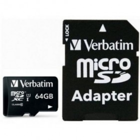 VERBATIM MICRO SDXC CARD 64GB CLASS 10 INC ADAPTER