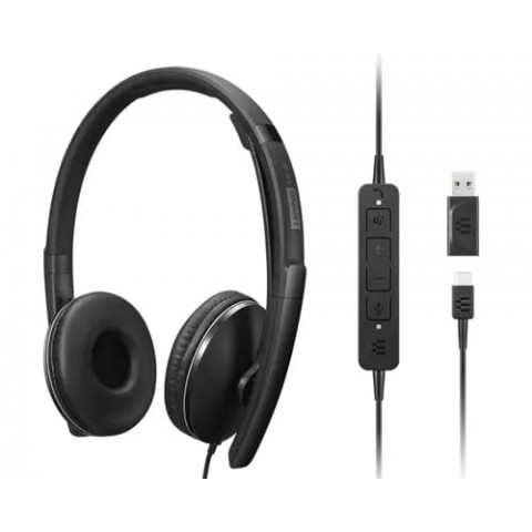 LENOVO CUFFIE CABLATE ANC GEN 2 (TEAMS), CON CONVERTITORE USB-C a USB-A E CUSTODIA