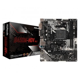 ASROCK MB AMD B450, B450M-HDV R4.0 2DDR4 PCI-E X16 M2 DVI/HDMI MATX