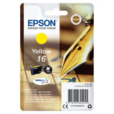 EPSON CART INK GIALLO PER WF-2510WF, WF-2520NF, WF-2530WF WF-2540WF SERIE 16 PENNA E CRUCIVERBA