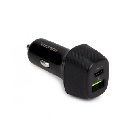 VULTECH CARICATORE DA AUTO CON USB (18W) E TYPE-C (27W) QUICKCHARGE 3.0 PD (Max 45W)
