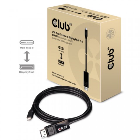 CLUB3D USB TYPE C TO DP 1.4 8K60HZ HDR  1.8M CABLE
