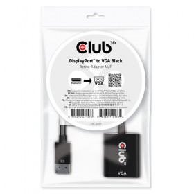 CLUB3D ADATTATORE DISPLAYPORT 1.1A MALE TO VGA FEMALE ACTIVE BLACK