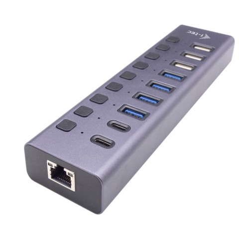 I-TE USB-A/USB-C CHARGING HUB 9PORTE CON LAN E POWER ADAPTER 60 W