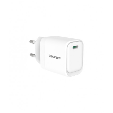 VULTECH CARICATORE ADATTATORE UNIVERSALE, 1 X TYPE-C PD30W GAN PPS 33W, BIANCO COMPATTO