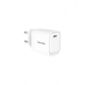 VULTECH CARICATORE ADATTATORE UNIVERSALE, 1 X TYPE-C, PD45 GAN PPS 45W, BIANCO COMPATTO