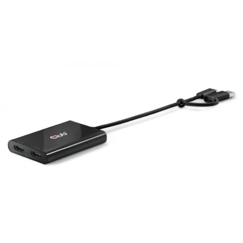 CLUB3D VIDEO SPLITTER CON DISPLAYLINK USB TYPE C (CON ADATTATORE TYPE A) A DUAL HDMI (4K60HZ)