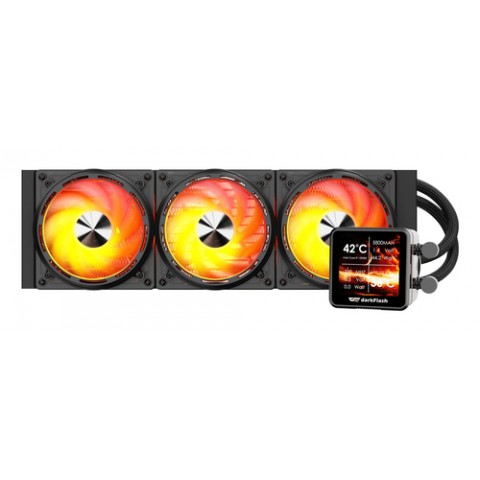 DARKFLASH DE360 AIO LIQUID CPU COOLER, 360MM RADIATOR, 3X120MM ARGB FANS, 2500 RPM PUMP DARKFLASH DE360 AIO LIQUID CPU COOLER, 360MM RADIATOR, 3X120MM ARGB FANS, 2500 RPM PUMP