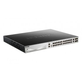 D-LINK SWITCH 24 PORTE GIGABIT 10/100/1000BASE-T POE 370W, MANAGED,LAYER 3 STACKABLE + 2 PORTE 10GBASE-T, 4 PORTE SFP+