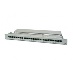 DIGITUS PANNELLO PATCH 19" SCHERMATO 16 PORTE 8 POLI RJ45 PER RETI CATEGORIA 6 - 1 UNITA GRIGIO