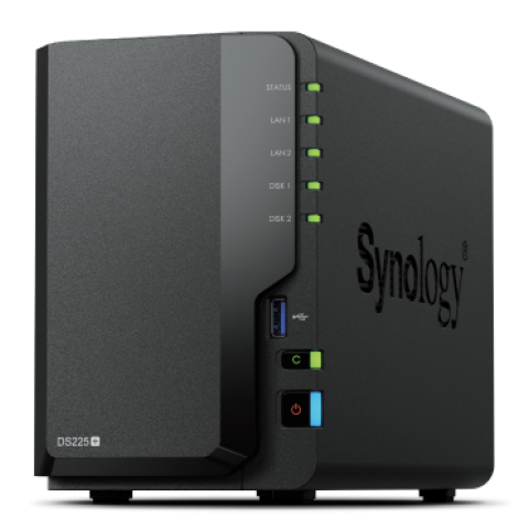 SYNOLOGY NAS TOWER DS225+ X 2HD 3.5"/2.5" SATA2/3 - NO HD - CELERON J4125 -2GB DDR4-1P LAN RJ45 1GBE