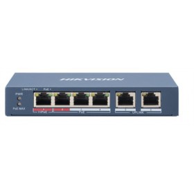 HIKVISION SWITCH 10/100 HI-POE METALLICO L2, UNMANAGED, 4 10/100M RJ45 POE PORTS, 2 10/100M RJ45 UPL HIKVISION SWITCH 10/100 HI-POE METALLICO L2, UNMANAGED, 4 10/100M RJ45 POE PORTS, 2 10/100M RJ45 UPL