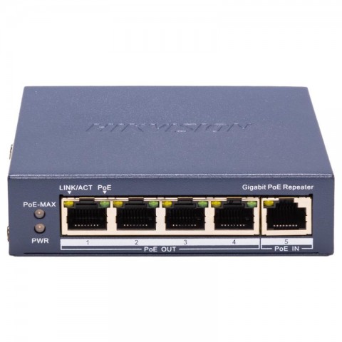 SWITCH HIKVISION GIGABIT POE REPEATER 4 x GIGABIT POE PORT (OUTPUT),1 x GIGABIT POE PORT (INPUT), PO SWITCH HIKVISION GIGABIT POE REPEATER 4 x GIGABIT POE PORT (OUTPUT),1 x GIGABIT POE PORT (INPUT), PO