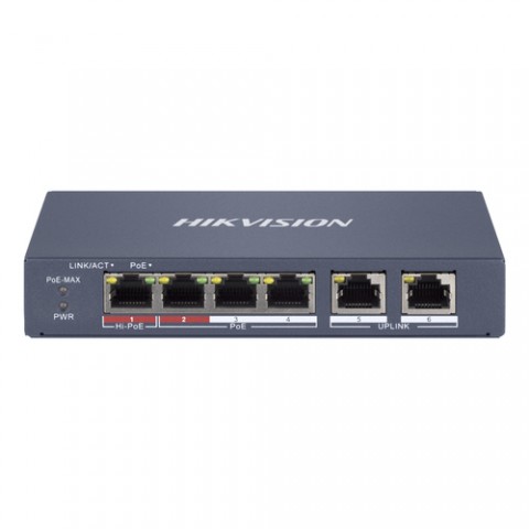 SWITCH HIKVISION SMART MANAGED HI-POE 10/100 L2, 4 10/100M RJ45 POE PORTS, 2 10/100M RJ45 PORT, 802. SWITCH HIKVISION SMART MANAGED HI-POE 10/100 L2, 4 10/100M RJ45 POE PORTS, 2 10/100M RJ45 PORT, 802.