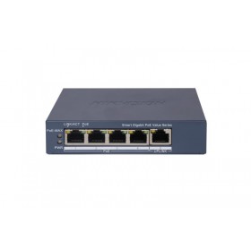 HIKVISION SWITCH L2, SMART MANAGED, 4 GIGABIT RJ45 POE PORTS, 1 GIGABIT RJ45 PORT, 802.3AF/AT, POE P