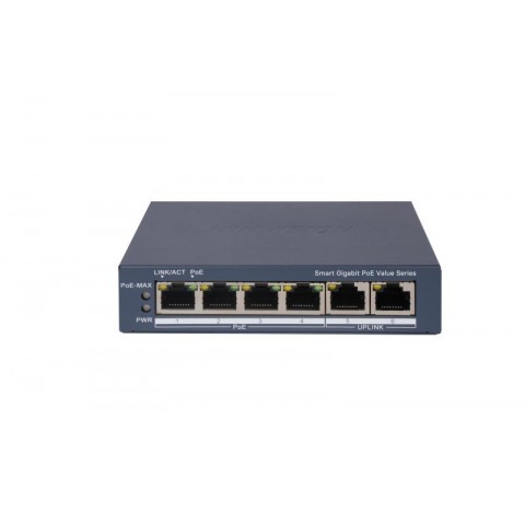 HIKVISION SWITCH L2, SMART MANAGED, 4 GIGABIT RJ45 POE PORTS, 2 GIGABIT RJ45 PORT, 802.3AF/AT, POE P