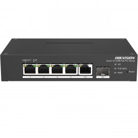 HIKVISION SWITCH 4 PORT FAST ETHERNET SMART HARSH POE SWITCH  4 10/100M POE PORTS, 1 GIGABIT RJ45, 1