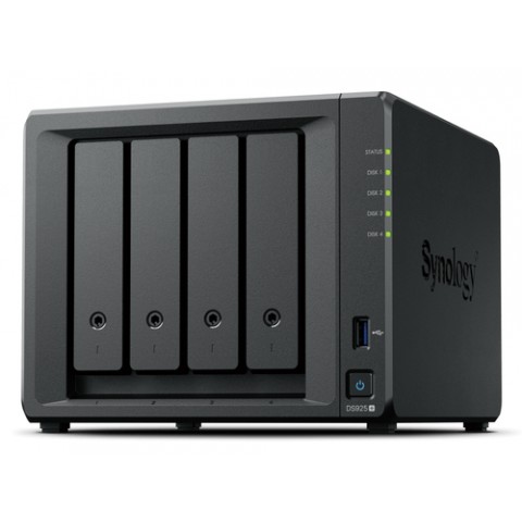 NAS SYNOLOGY DS925+ X 4HD/SSD 3.5"/2.5"SATA-NO HD-AMD RYZEN V1500B--DDR4 4GB-2P GIGA-2P USB-1P