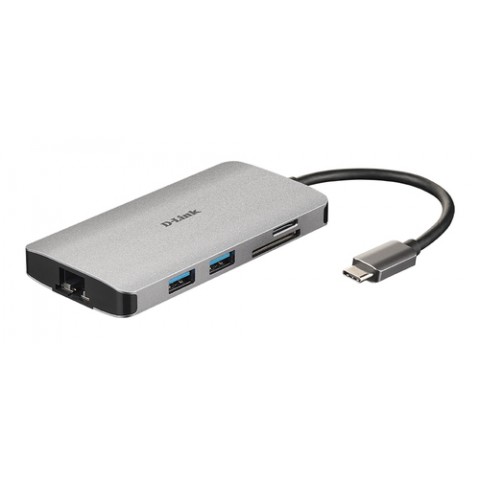D-LINK HUB USB-C 8-IN-1 CON HDMI, ETHERNET, LETTORE CARD E POWER DELIVERY 60W, USCITE: HDMI x1, Ethernet x1, USB 3.0 x3, USB-C x1, SD x1, TF x1, HDMI FINO A 4K, PLUG AND PLAY D-LINK HUB USB-C 8-IN-1 CON HDMI, ETHERNET, LETTORE CARD E POWER DELIVERY 60W, USCITE: HDMI x1, Ethernet x1, USB 3.0 x3, USB-C x1, SD x1, TF x1, HDMI FINO A 4K, PLUG AND PLAY