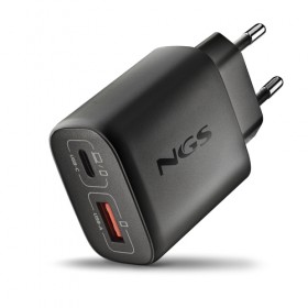 NGS EON 45W BLACK: CARICATORE GaN DA PARETE UNIVERSALE DA 45W con 2 porte: USB-C + USB-A NGS EON 45W BLACK: CARICATORE GaN DA PARETE UNIVERSALE DA 45W con 2 porte: USB-C + USB-A