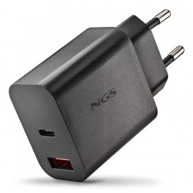 NGS ERA 30W BLACK: CARICATORE GaN DA PARETE UNIVERSALE DA 30W con 2 porte: USB-C + USB-A NGS ERA 30W BLACK: CARICATORE GaN DA PARETE UNIVERSALE DA 30W con 2 porte: USB-C + USB-A