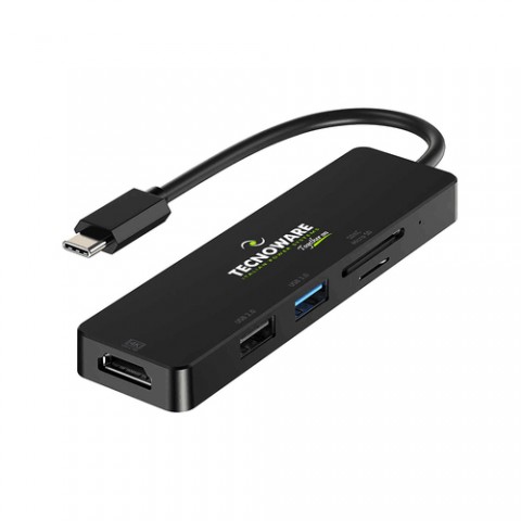 TECNOWARE HUB USB TYPE-C HUB 5 IN 1 ADAPTER, SCATOLA APERTA