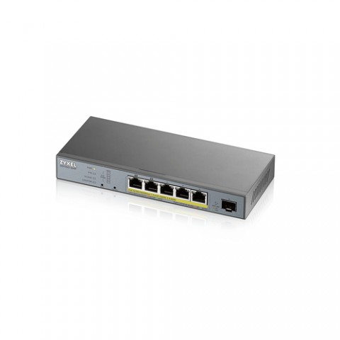 ZYXEL SWITCH MANAGED PER CCTV: 5 PORTE GIGABIT POE (BUDGET 60W) + 1 PORTA SFP, NFLEX ZYXEL SWITCH MANAGED PER CCTV: 5 PORTE GIGABIT POE (BUDGET 60W) + 1 PORTA SFP, NFLEX