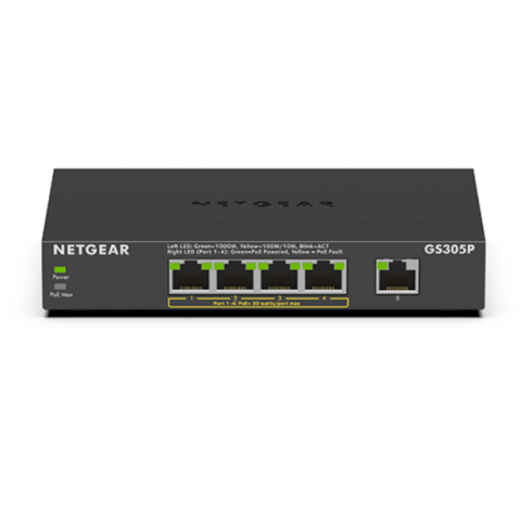 NETGEAR SWITCH SOHO 5 PORTE GIGABIT ETHERNET POE 55W, SUPPORTO VOIP E IP CAMERA, 802.3AZ