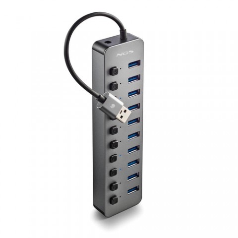 NGS IHUB 10: Hub 10 porte USB 3.0. Velocit di trasferimento dati a 5Gbps. Lunghezza del cavo: 180 m NGS IHUB 10: Hub 10 porte USB 3.0. Velocit di trasferimento dati a 5Gbps. Lunghezza del cavo: 180 m