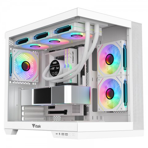 ITEK CASE DARK CAVE DS, GAMING TOWER, ATX, 3X12CM ARGB FAN, 2XUSB3, TYPE-C, SIDE  FRONT PANEL TEMP