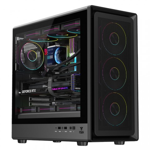 ITEK CASE MESHCORE 36B  GAMING TOWER ATX  4x14CM ARGB FAN  2xUSB3 TYPE-C TEMP GLASS SIDE PANEL