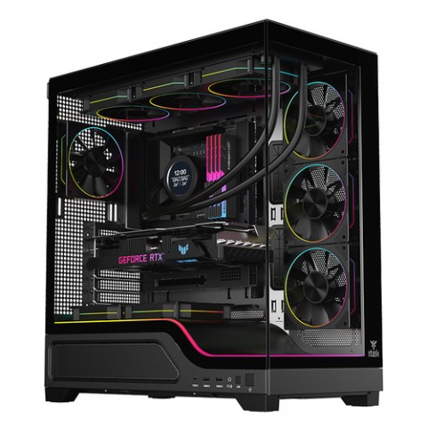 CASE SHOWBUI WAVE 82B  GAMING TOWER ATX 4x12CM  ARGB FAN 2xUSB3 TYPE-C DARKER TEMP GLASS SIDE  FRON
