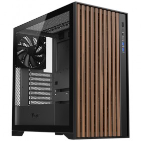 CASE WOODY W2B GAMING TOWER ATX 4x14CM BLACK fAN 2xUSB3 TYPE-C WOOD FRONT DARKER TEMP GLASS SIDE CASE WOODY W2B GAMING TOWER ATX 4x14CM BLACK fAN 2xUSB3 TYPE-C WOOD FRONT DARKER TEMP GLASS SIDE