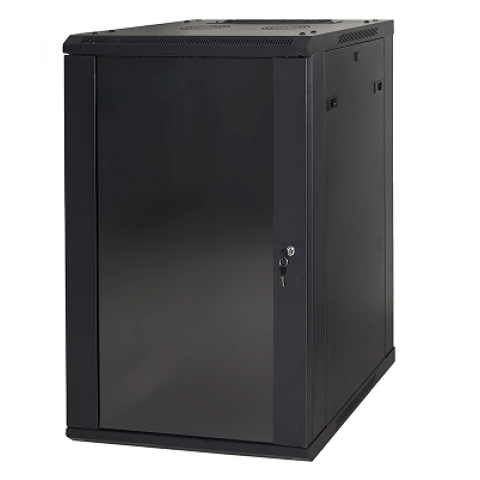 LINK ARMADIO RACK 19" 18 UNITA DA MURO (A)900 (L)600 X PROFONDITA 600 MM. COLORE NERO PORTA VETRO