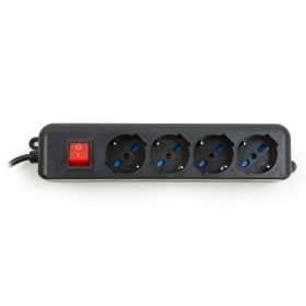LINK MULTIPRESA 4 PRESE UNIVERSALI ITA/SCHUKO 10/16 A - SPINA 16 A CON INTERRUTTORE NERO