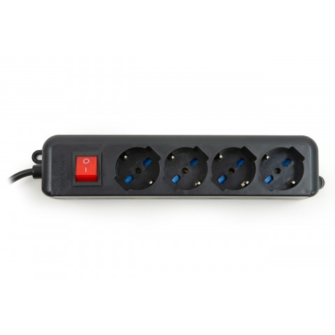 LINK MULTIPRESA 4 PRESE UNIVERSALI ITA/SCHUKO 10/16 A - SPINA 16 A CON INTERRUTTORE NERO