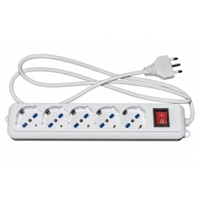 LINK MULTIPRESA 5 PRESE UNIVERSALI ITA/SCHUKO 10/16 A - SPINA 16 A CON INTERRUTTORE