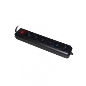 LINK MULTIPRESA 6 PRESE UNIVERSALI ITA/SCHUKO 10/16 A - SPINA 16 A CON INTERRUTTORE NERA