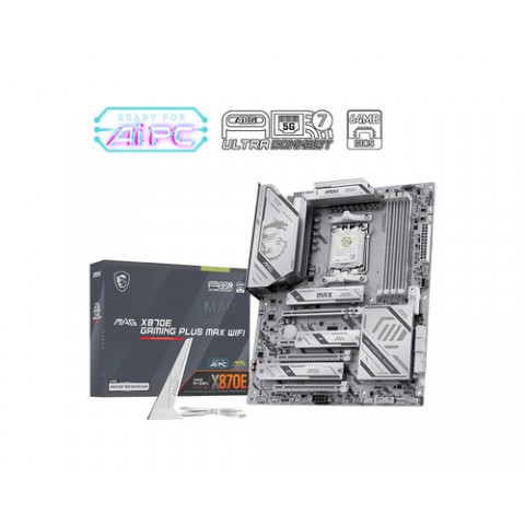 MSI MB AMD X870, MAG X870E GAMING PLUS MAX WIFI,X870E,AM5,4DDR5,3PCI-Ex16,3M.2,4SATA3,1USB4,1USB3.2 MSI MB AMD X870, MAG X870E GAMING PLUS MAX WIFI,X870E,AM5,4DDR5,3PCI-Ex16,3M.2,4SATA3,1USB4,1USB3.2