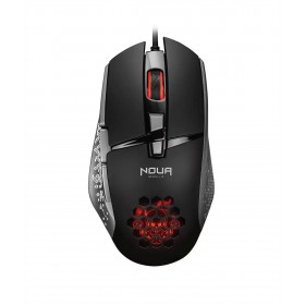 NOUA MOUSE GAMING ROKA CAVO USB NERO E GRAFICHE ROSSE 8 TASTI